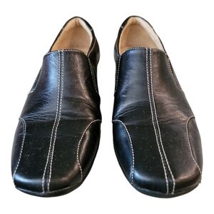 Naturalizer loafer 6.5 womens black leather flats 7/8" heel office casual comfy